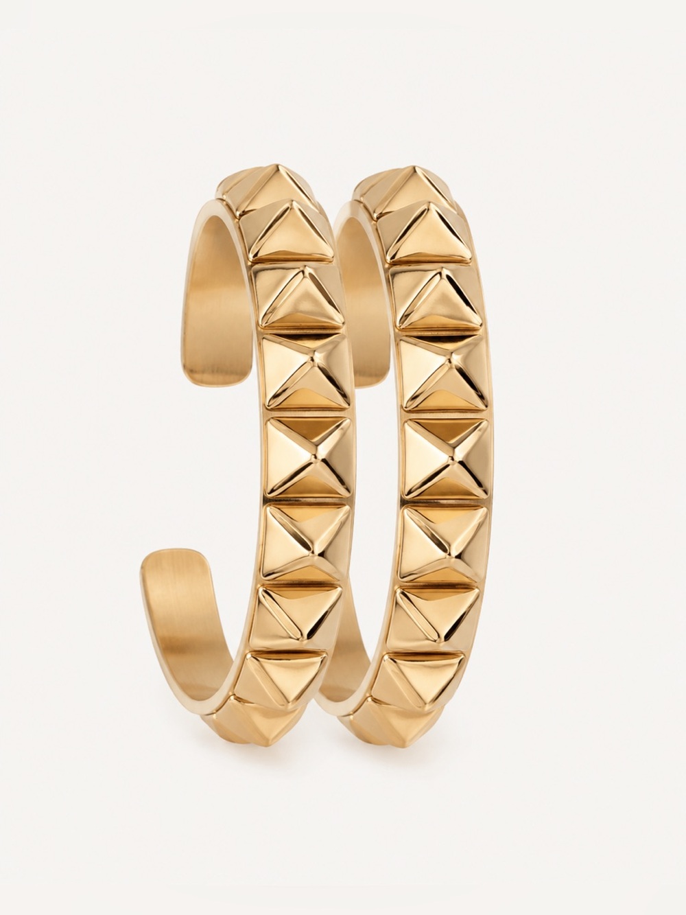 Club Monaco Gold Stud Cuff Bangles Set of 2 Pyramid Stud Bracelet Arm Cuff XS